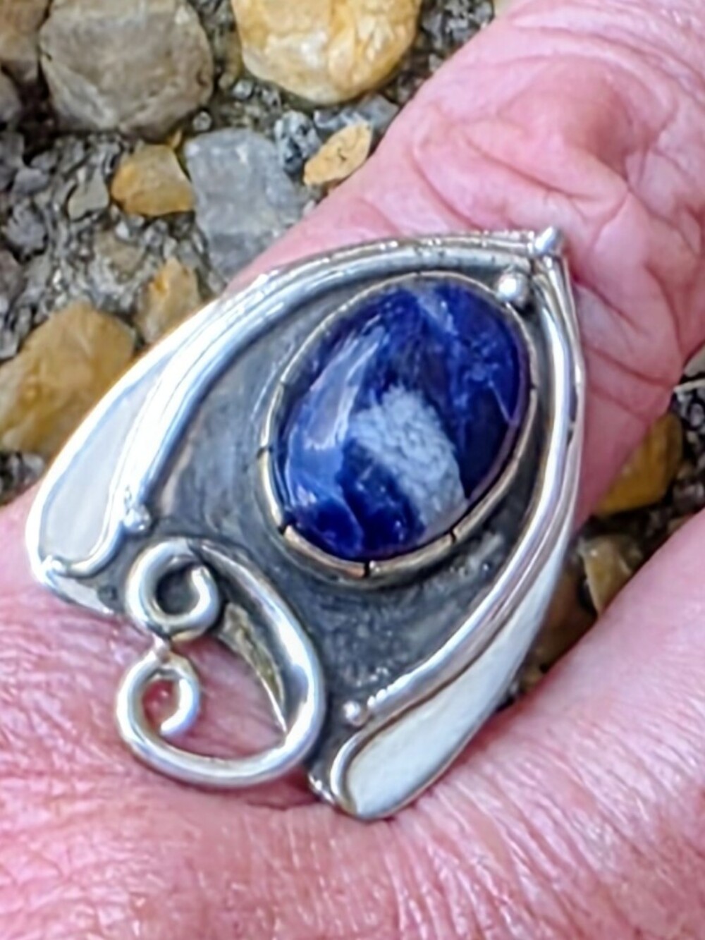 African Sodalite Gemstone Ring In 925 Sterling Silver (7)